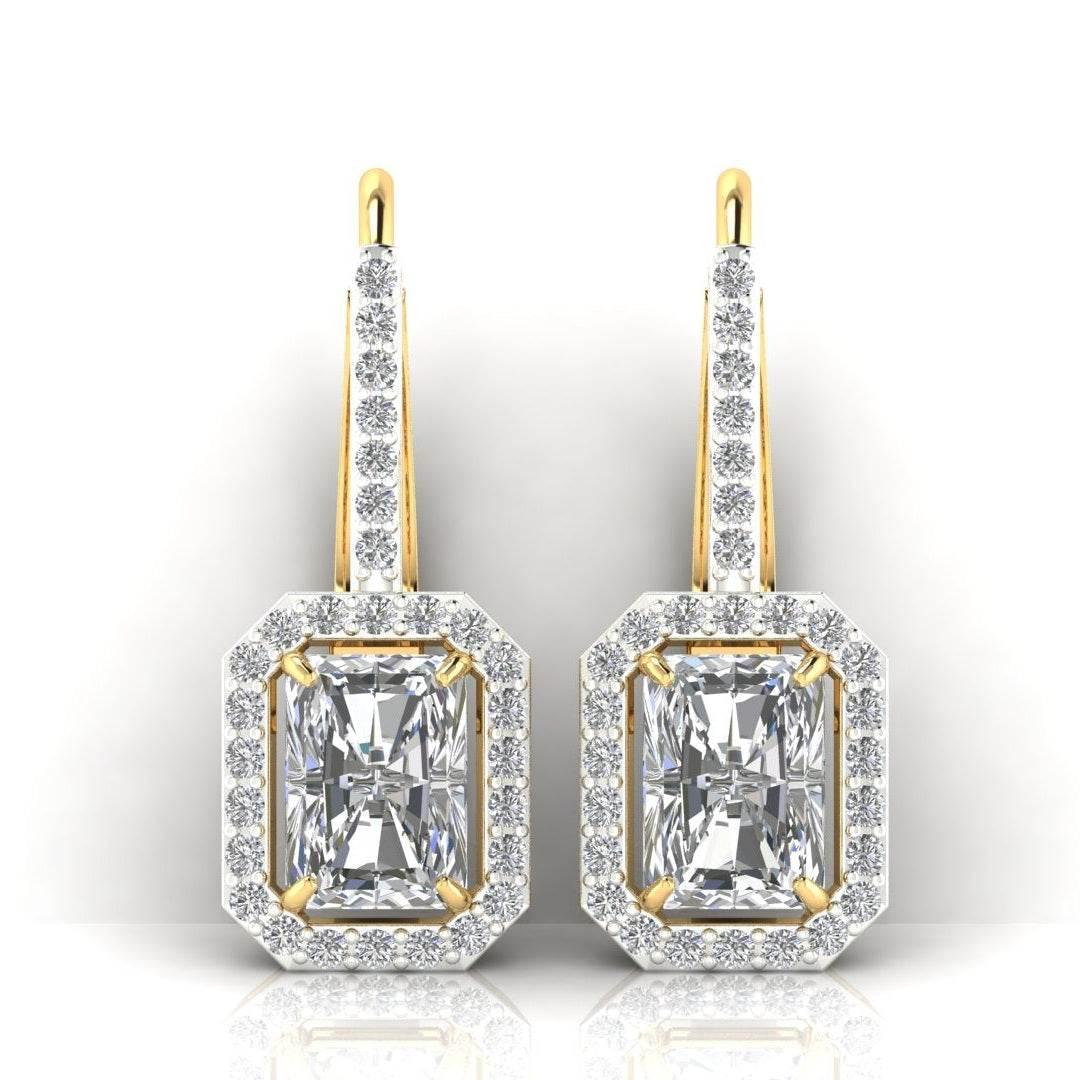Mia Lab Grown Radiant Cut diamond solitaires earring set in gold - Jewelslane