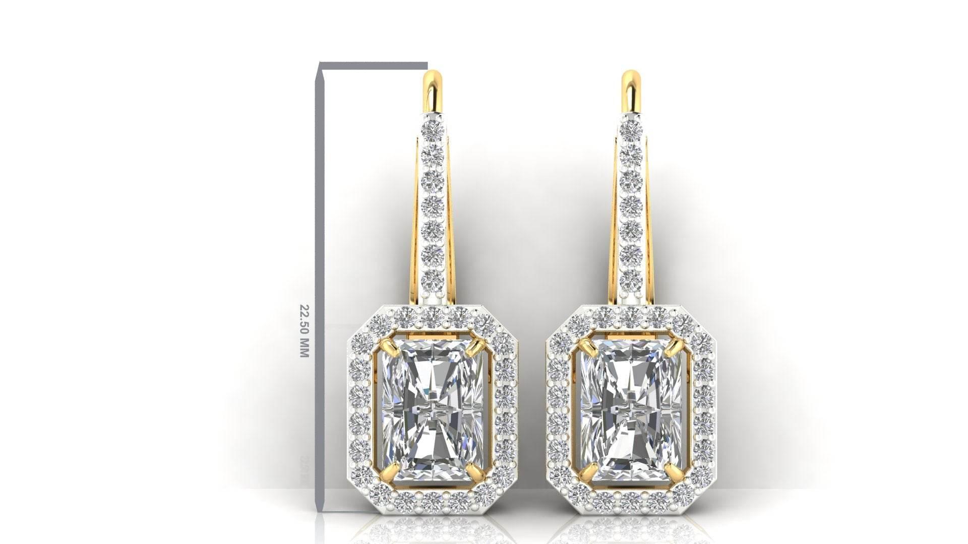 Mia Lab Grown Radiant Cut diamond solitaires earring set in gold - Jewelslane