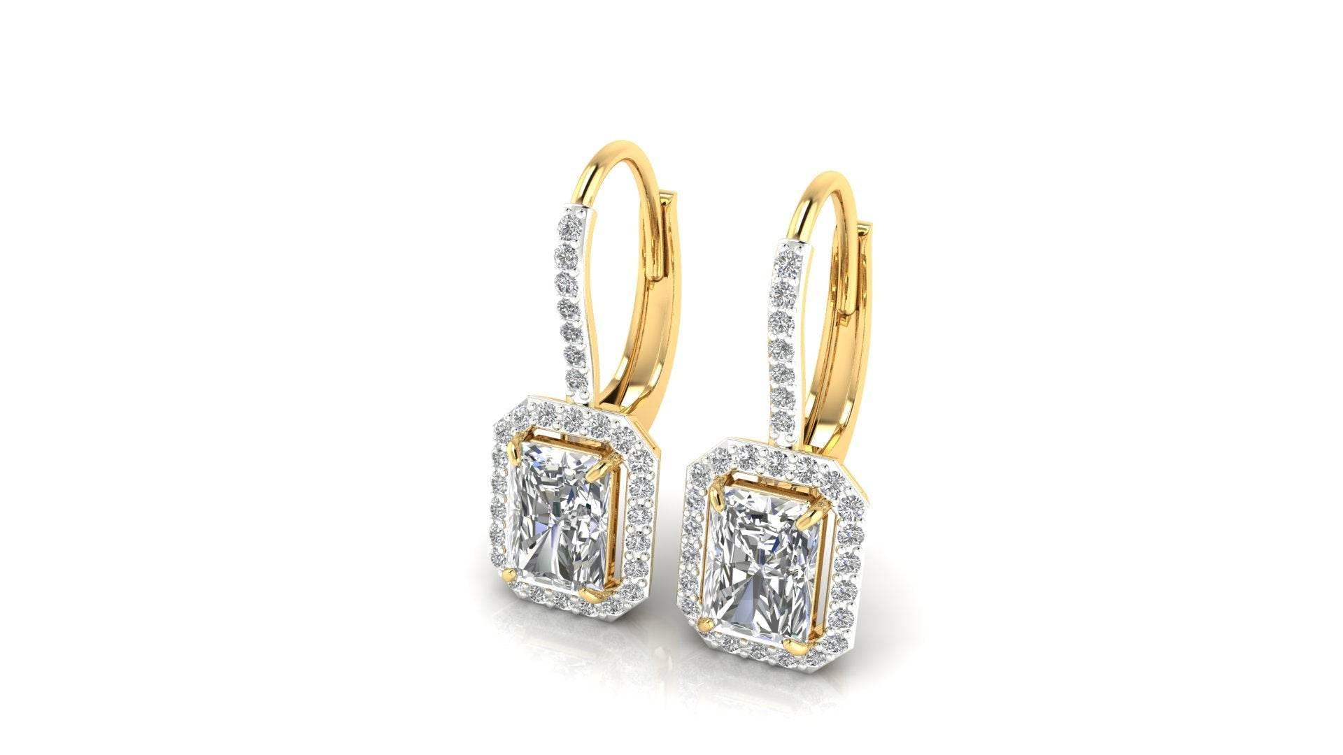 Mia Lab Grown Radiant Cut diamond solitaires earring set in gold - Jewelslane