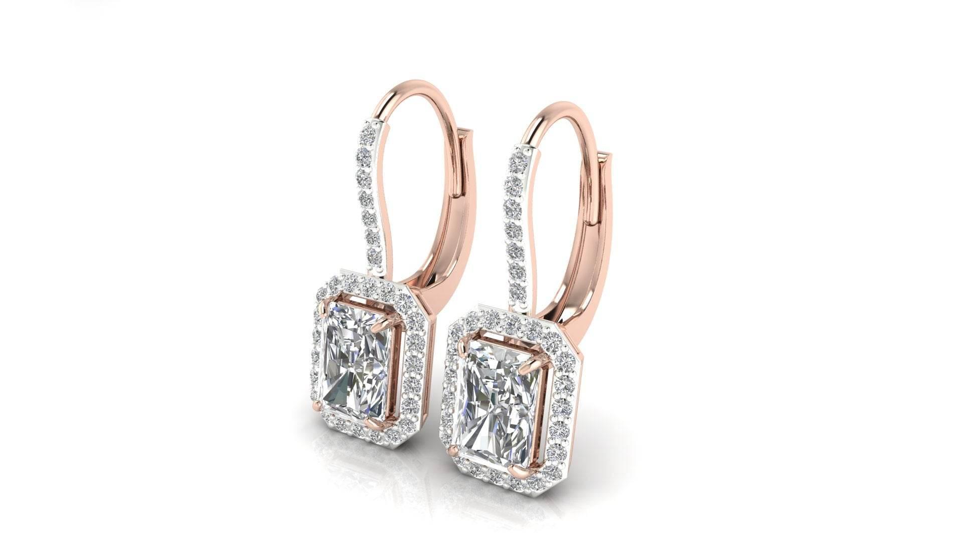 Mia Lab Grown Radiant Cut diamond solitaires earring set in gold - Jewelslane
