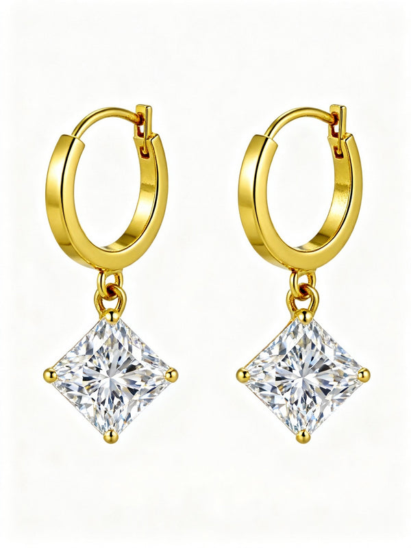 Nabila Princess Cut Diamond Hoop Earrings - Main Image