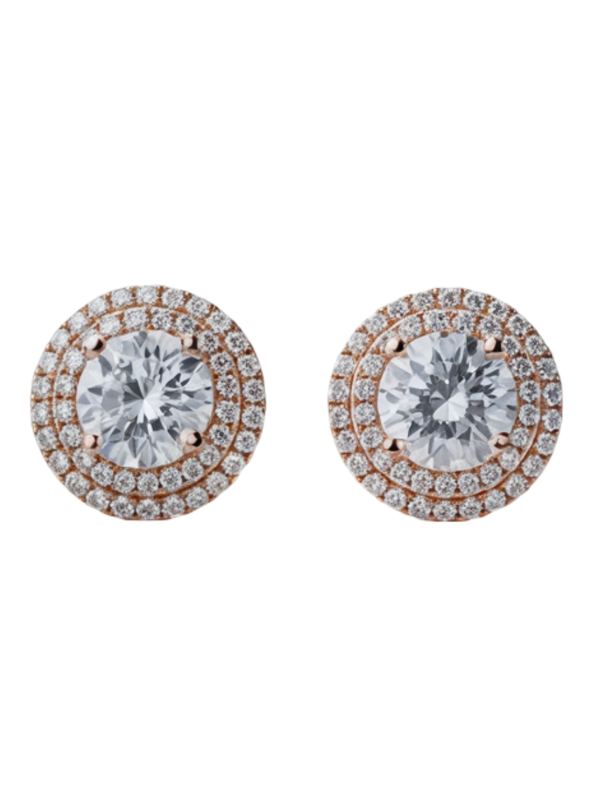 Naeva Solitaire Diamond Halo Earrings - Jewelslane
