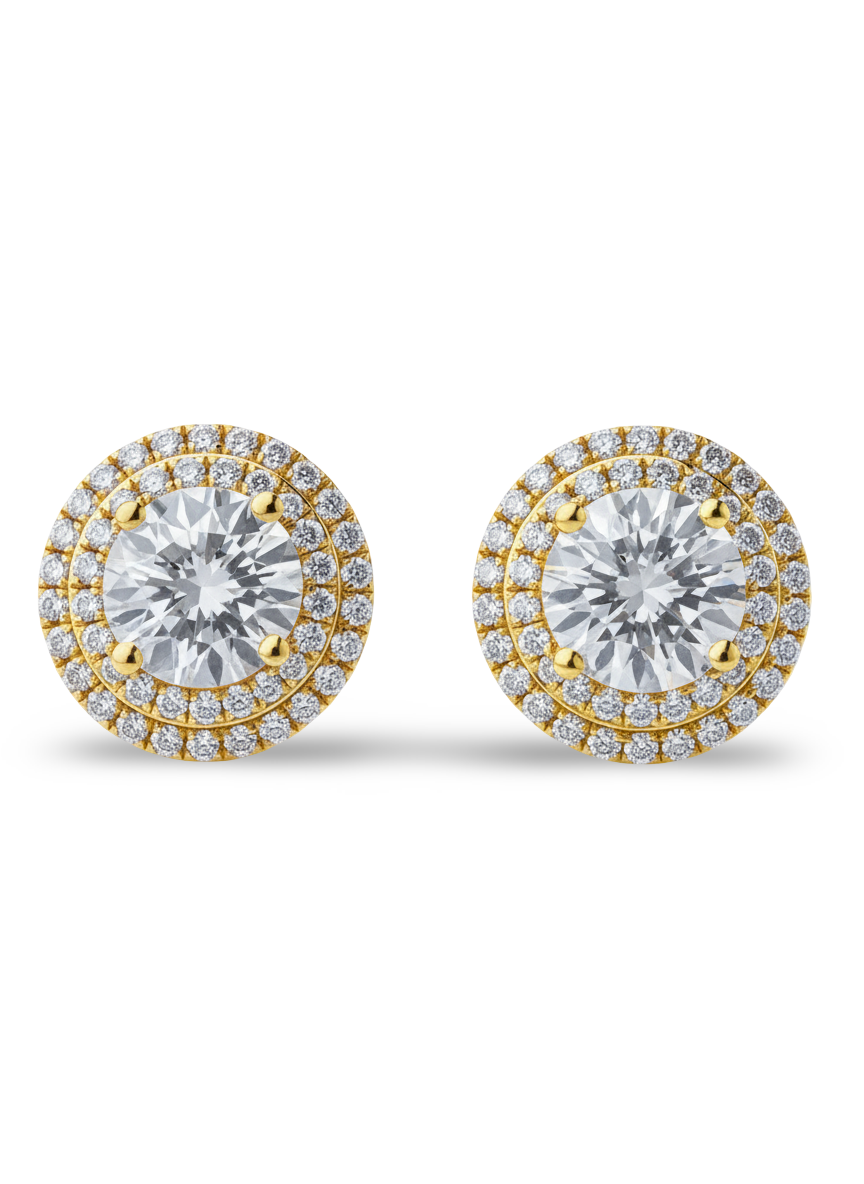 Naeva Solitaire Diamond Halo Earrings - Jewelslane