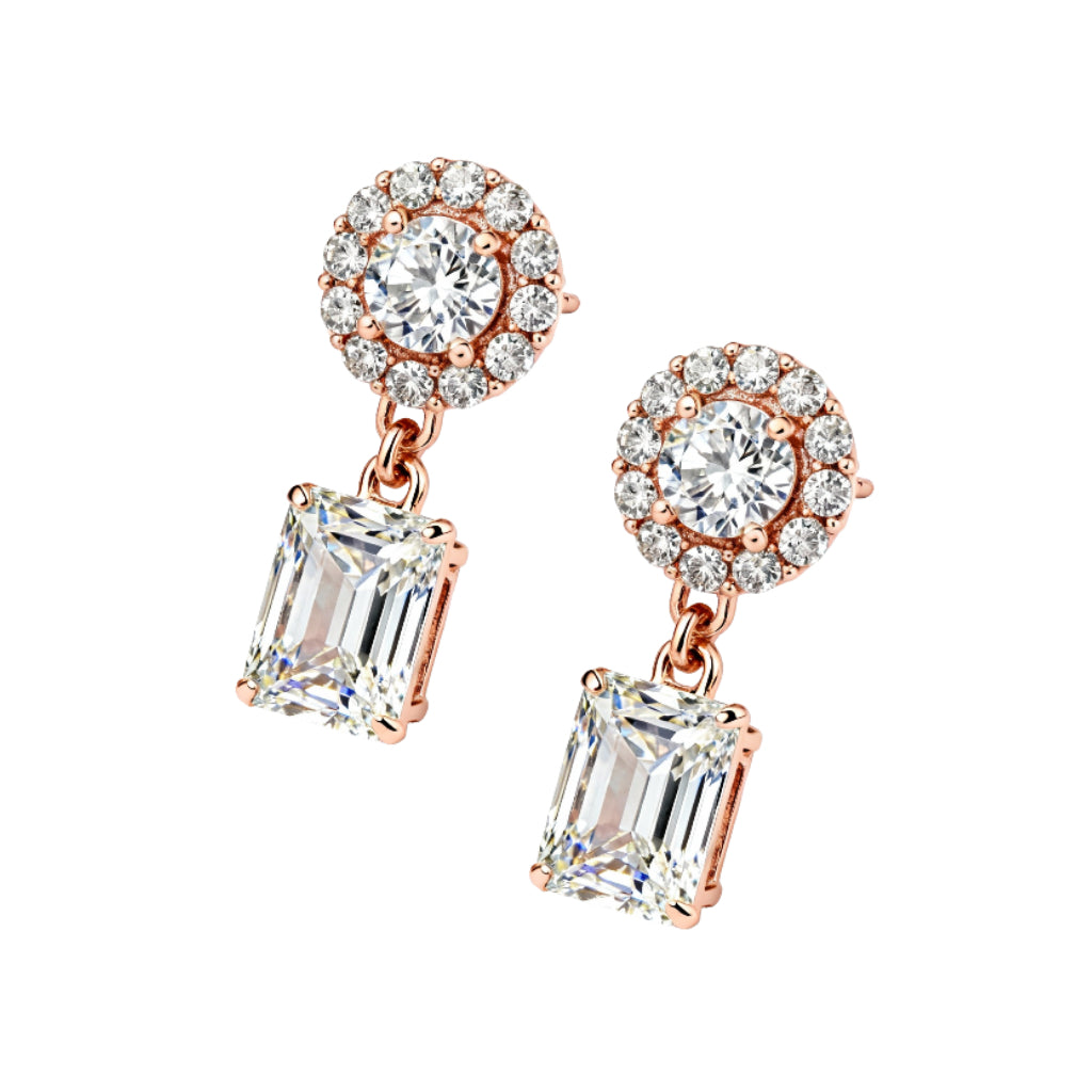 Naika Emerald Cut Lab Diamond Solitaire Earrings - Jewelslane