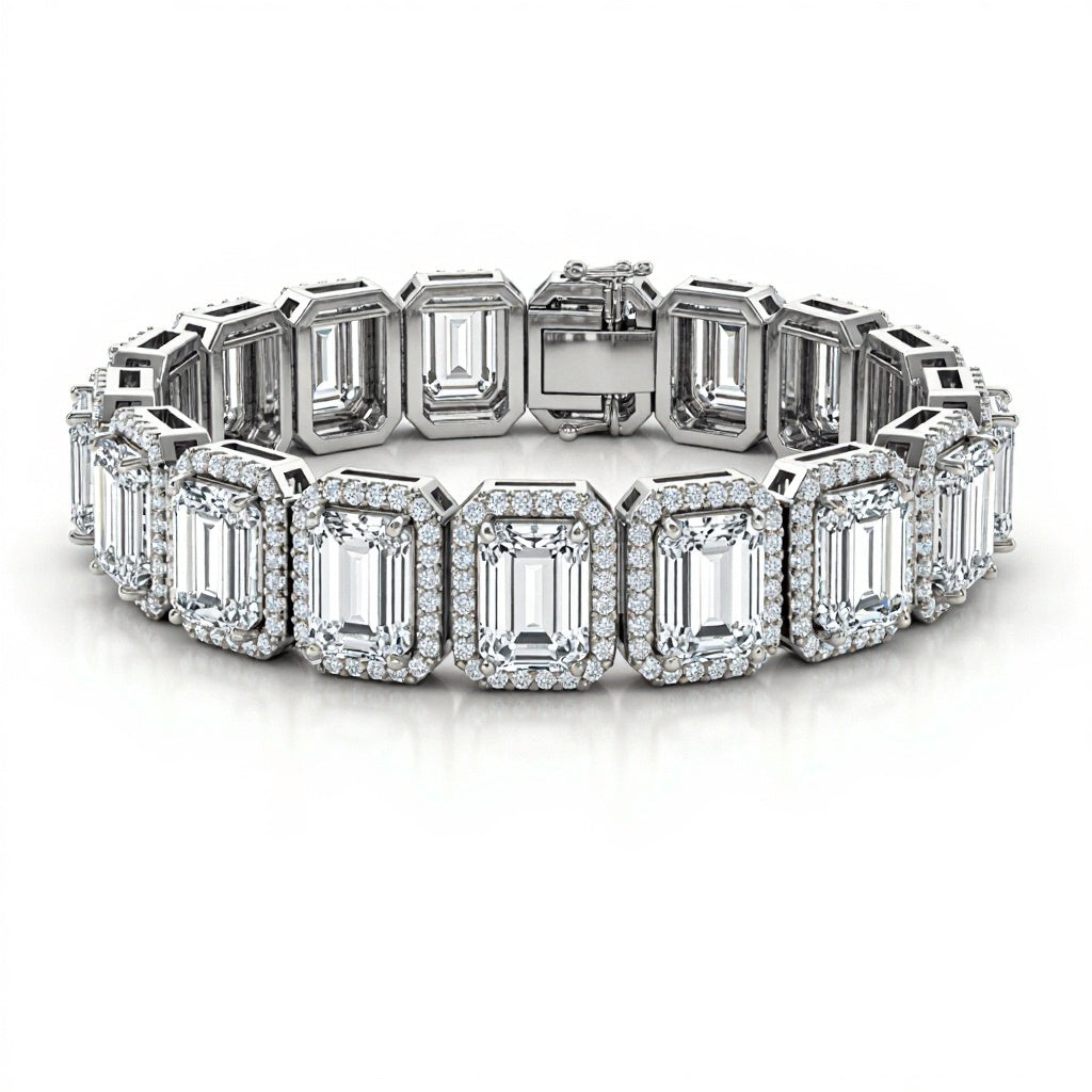 Naina Emerald Cut Diamond Tennis bracelet - Jewelslane