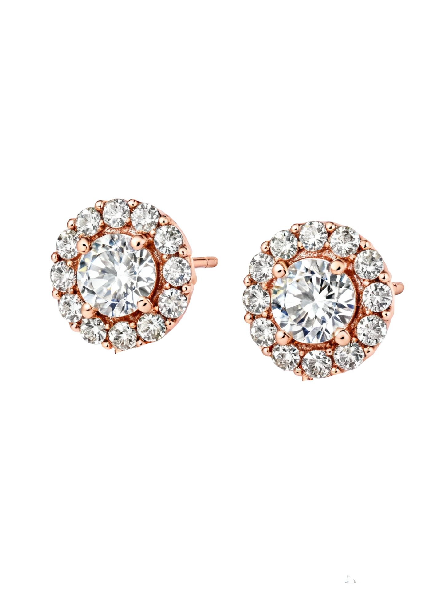 Nakshi Round Lab Diamond Solitaire halo earrings - Jewelslane