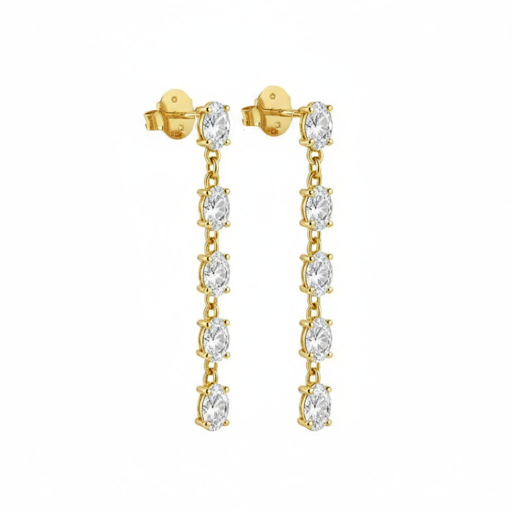 Nalini Oval Shape Lab Grown Diamond Dangle Earrings - Jewelslane