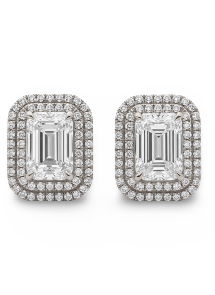 Nava Emerald Cut Lab Diamond Solitaire Earrings - Jewelslane