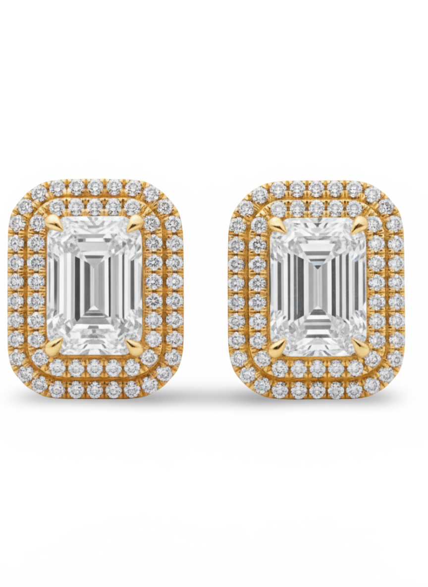 Nava Emerald Cut Lab Diamond Solitaire Earrings - Jewelslane