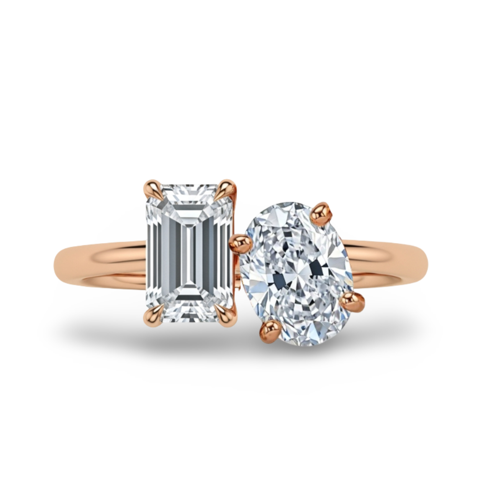 Navya Oval and Emerald cut Lab Diamond Solitaire ring - Jewelslane