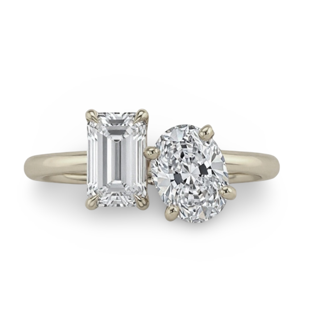Navya Oval and Emerald cut Lab Diamond Solitaire ring - Jewelslane