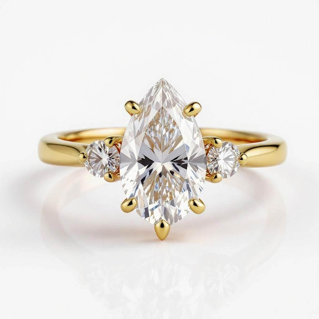 Nico Lab Grown Pear Shape Diamond Solitaire Ring set in gold - Jewelslane