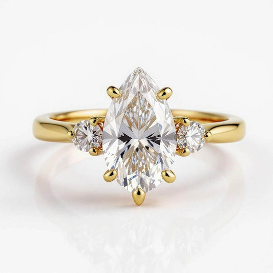 Nico Lab Grown Pear Shape Diamond Solitaire Ring set in gold - Jewelslane