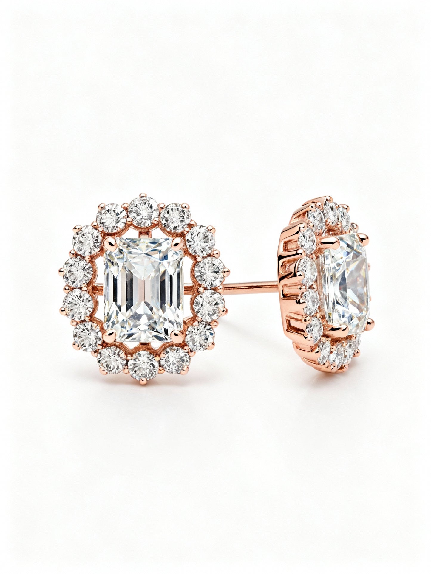 Nikita Emerald Cut Lab Diamond Solitaire Earrings - Jewelslane