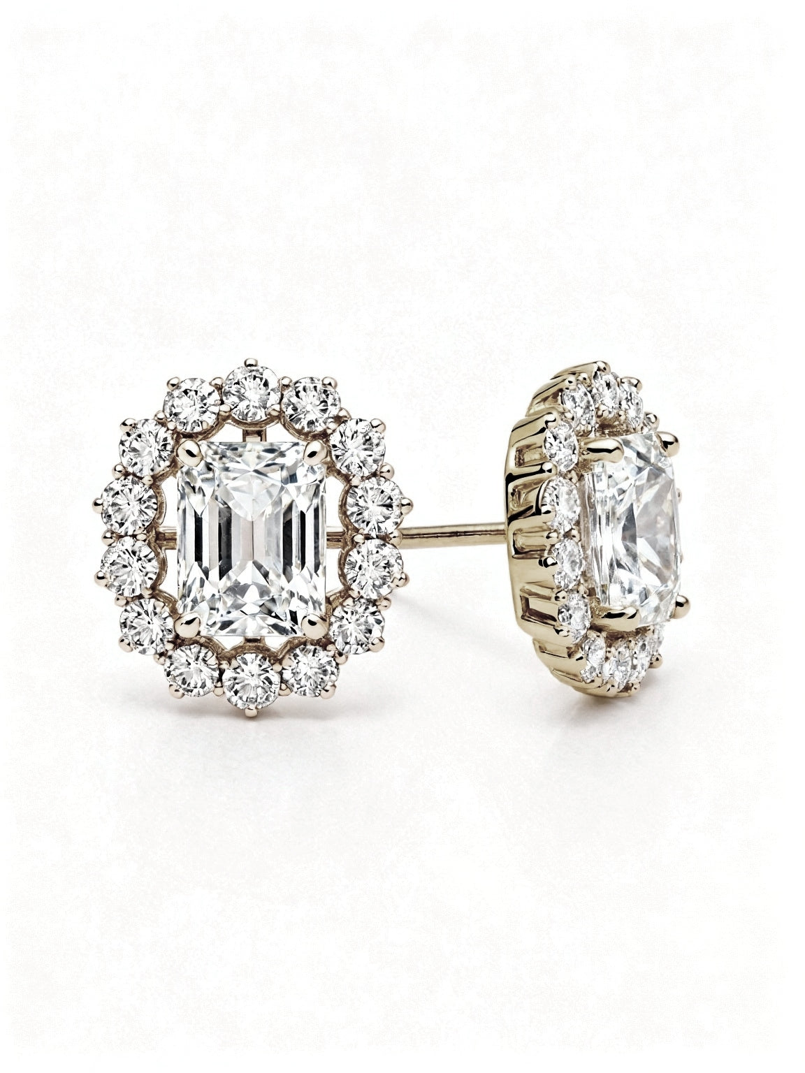 Nikita Emerald Cut Lab Diamond Solitaire Earrings - Jewelslane