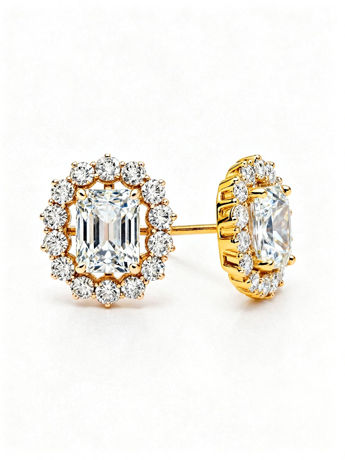 Nikita Emerald Cut Lab Diamond Solitaire Earrings - Jewelslane