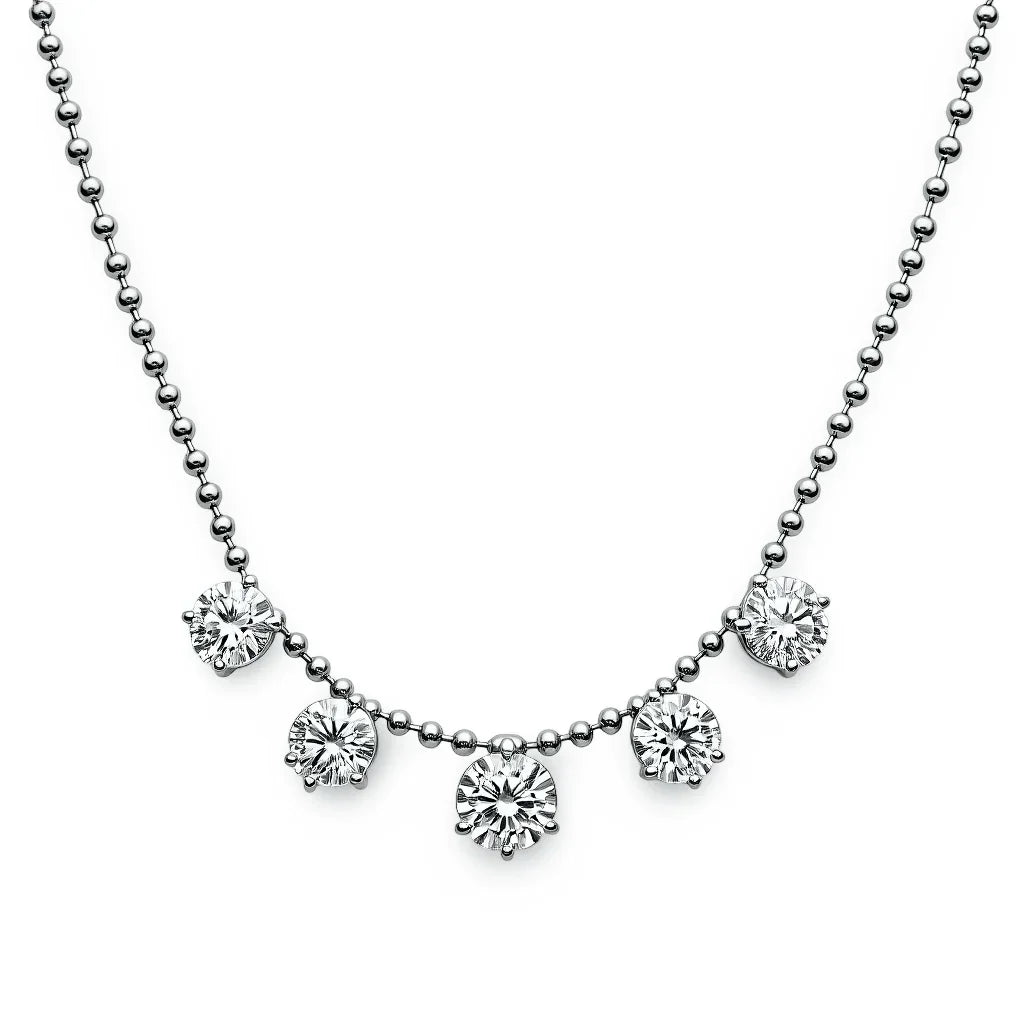 Nina Lab Grown Round Brilliant Cut floating Diamonds Necklace in gold - Jewelslane
