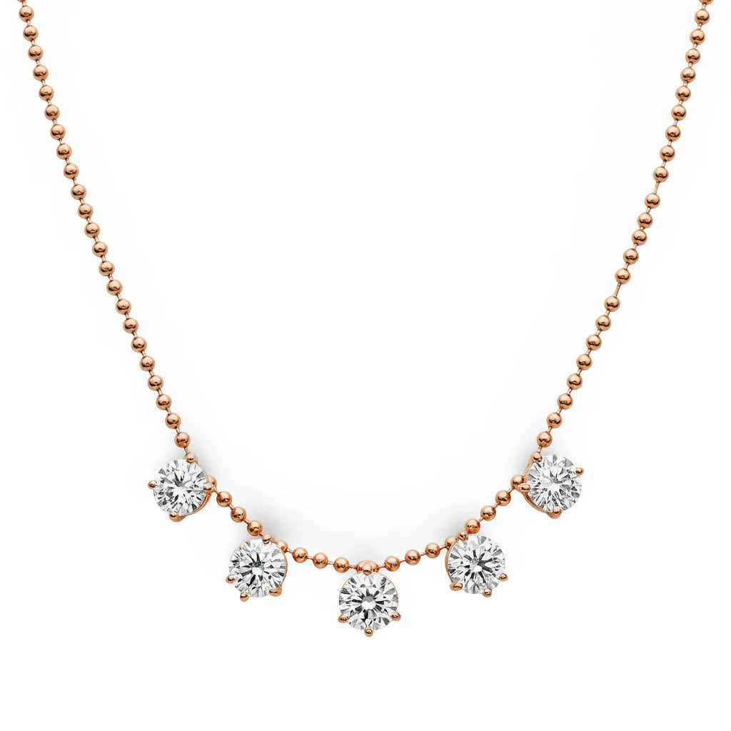Nina Lab Grown Round Brilliant Cut floating Diamonds Necklace in gold - Jewelslane
