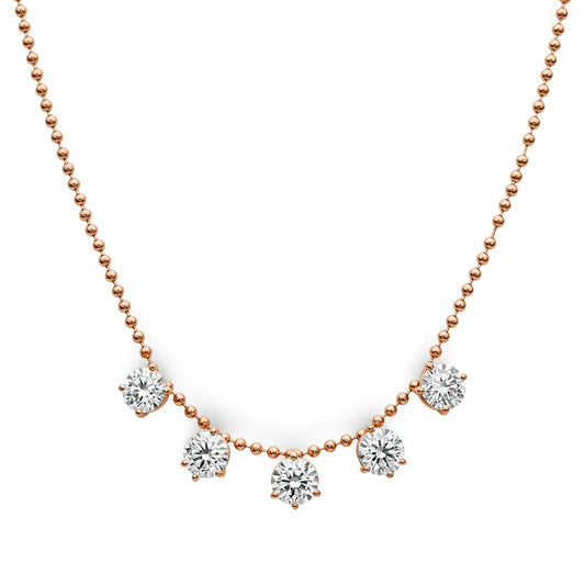 Nina Lab Grown Round Brilliant Cut floating Diamonds Necklace in gold - Jewelslane