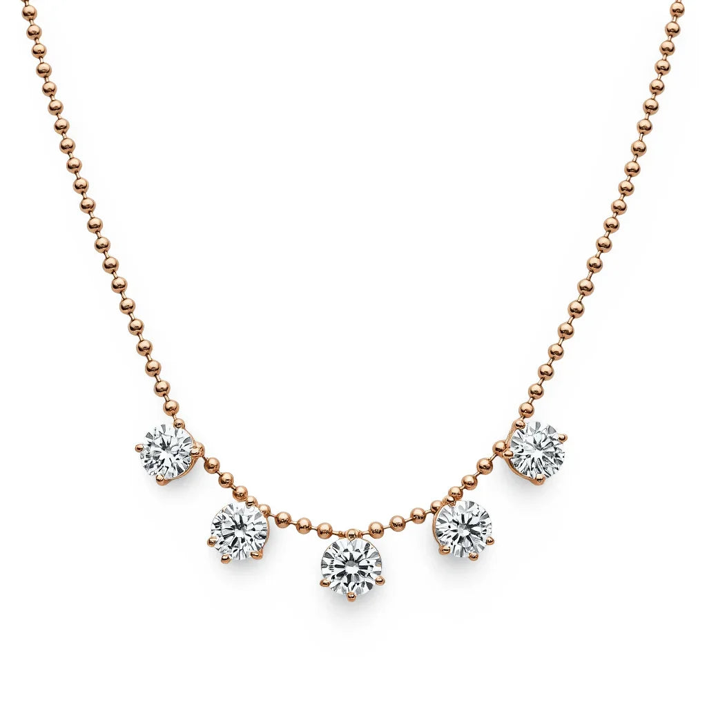 Nina Lab Grown Round Brilliant Cut floating Diamonds Necklace in gold - Jewelslane