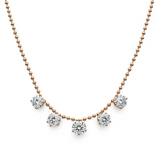 Nina Lab Grown Round Brilliant Cut floating Diamonds Necklace in gold - Jewelslane
