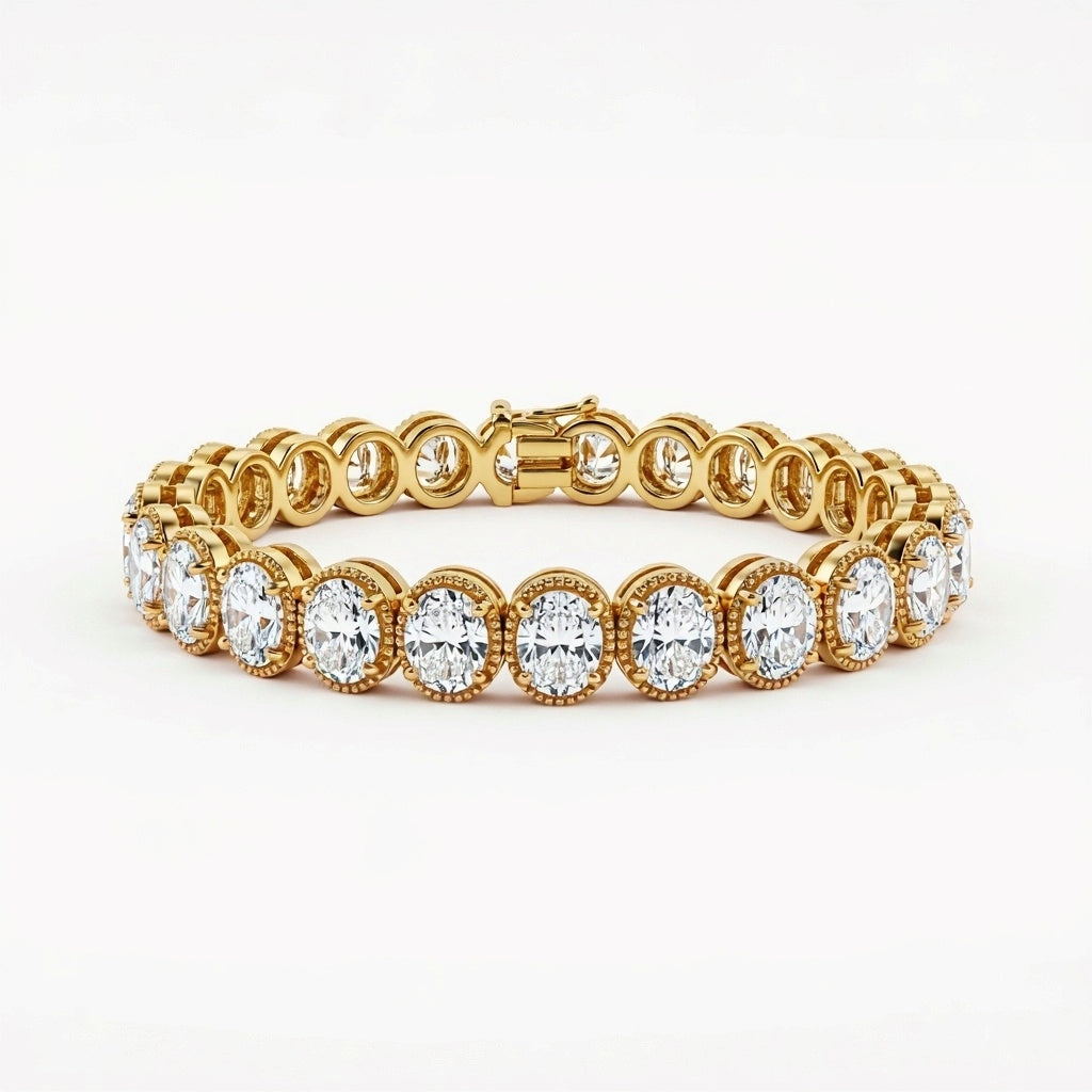 Niva Oval Shape Lab Diamonds Tennis Bracelet - Jewelslane