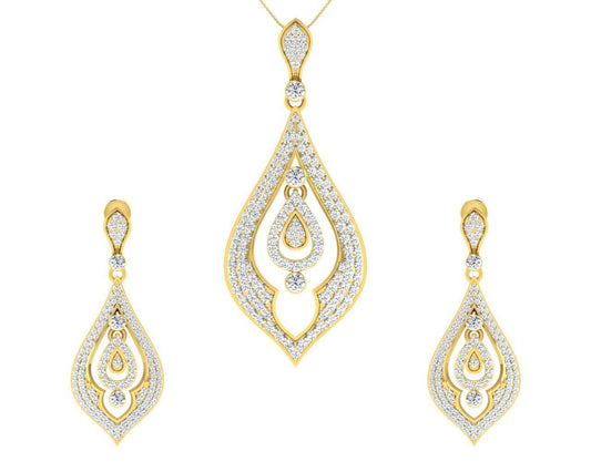 Nomi Brilliant Diamond Pendant & Earrings Set - Jewelslane