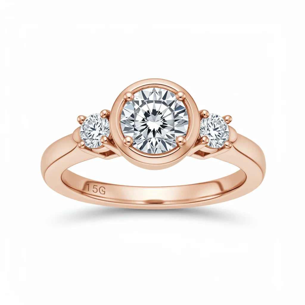 Nona Round Brilliant Bezel Set Lab Diamond Solitaire ring - Jewelslane