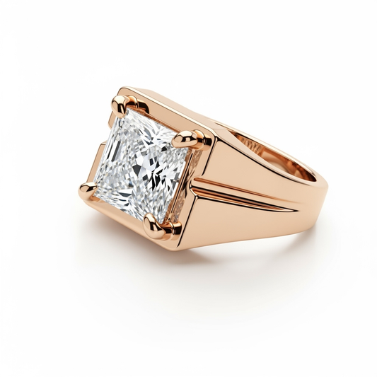 Oliver Mens Diamond Ring with Princess Cut Diamond Solitaire - jewelslane