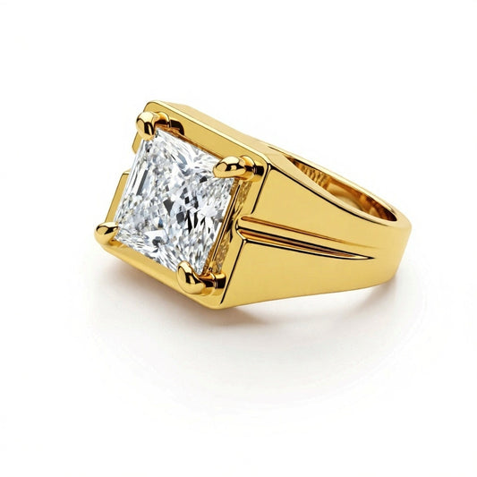 Oliver Mens Diamond Ring with Princess Cut Diamond Solitaire - jewelslane