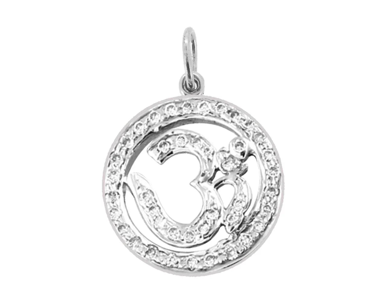 Om Pendant in Silver with Diamonds - Jewelslane