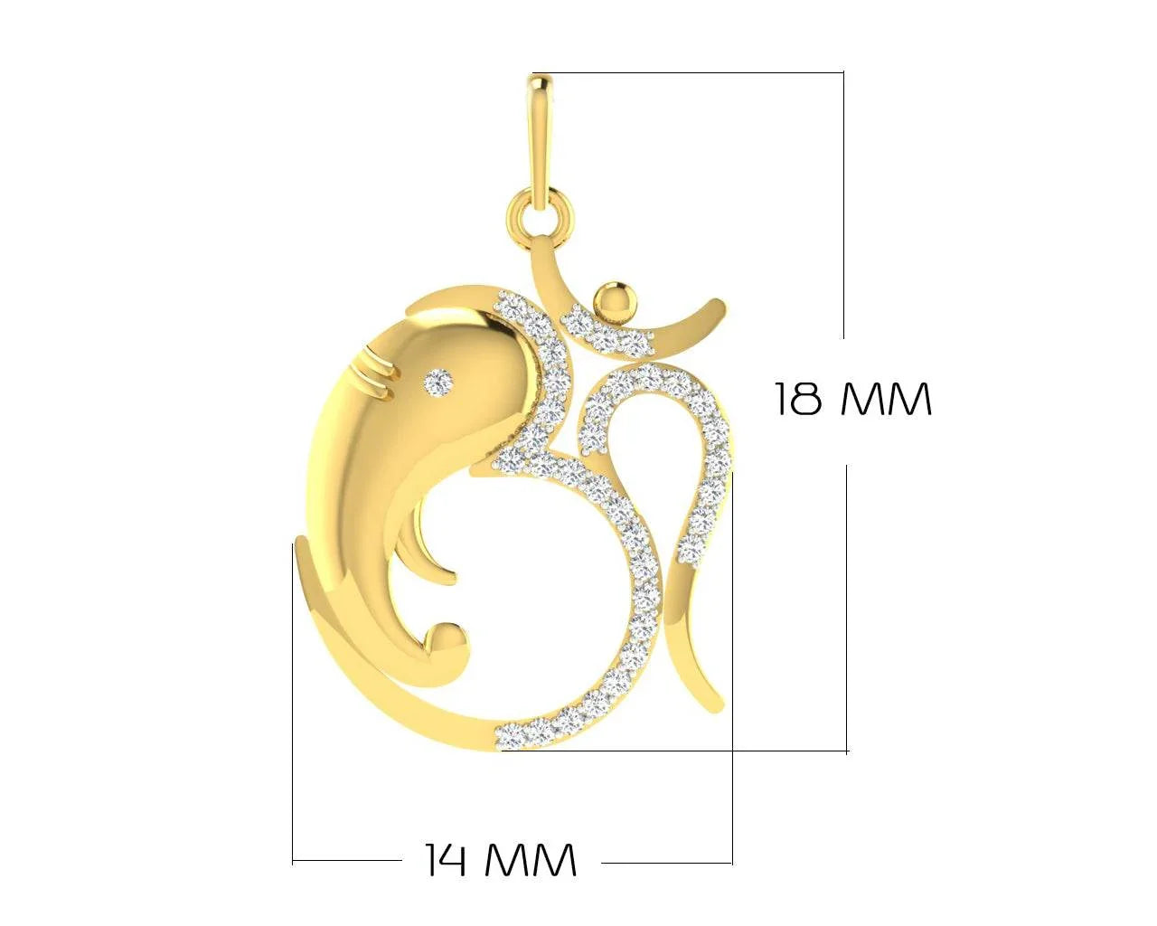 Om Ganesh in Gold & diamonds Pendant - Jewelslane
