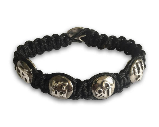 Auspicious Om, Swastik, Trishul & Shri all in one sterling silver Bracelet for Men - Jewelslane