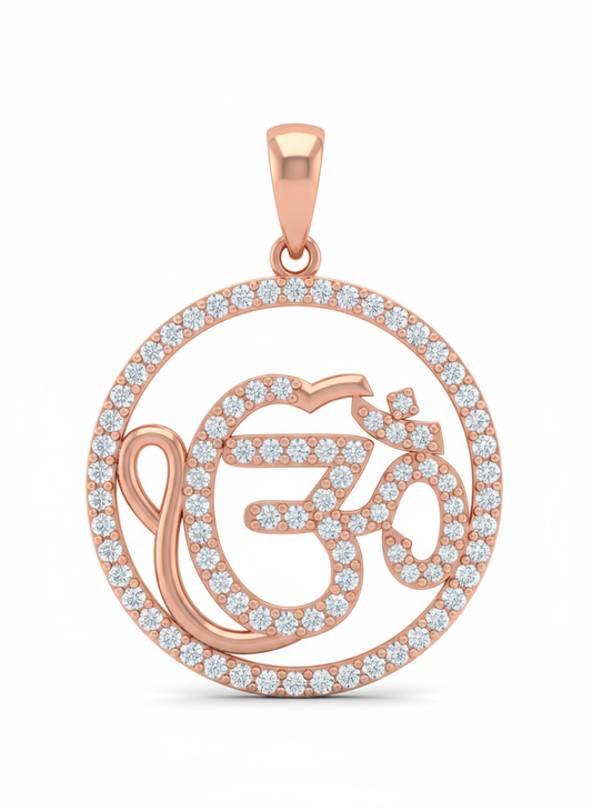 Om IK Onkaar Fusion Pendant in gold with diamonds - Jewelslane