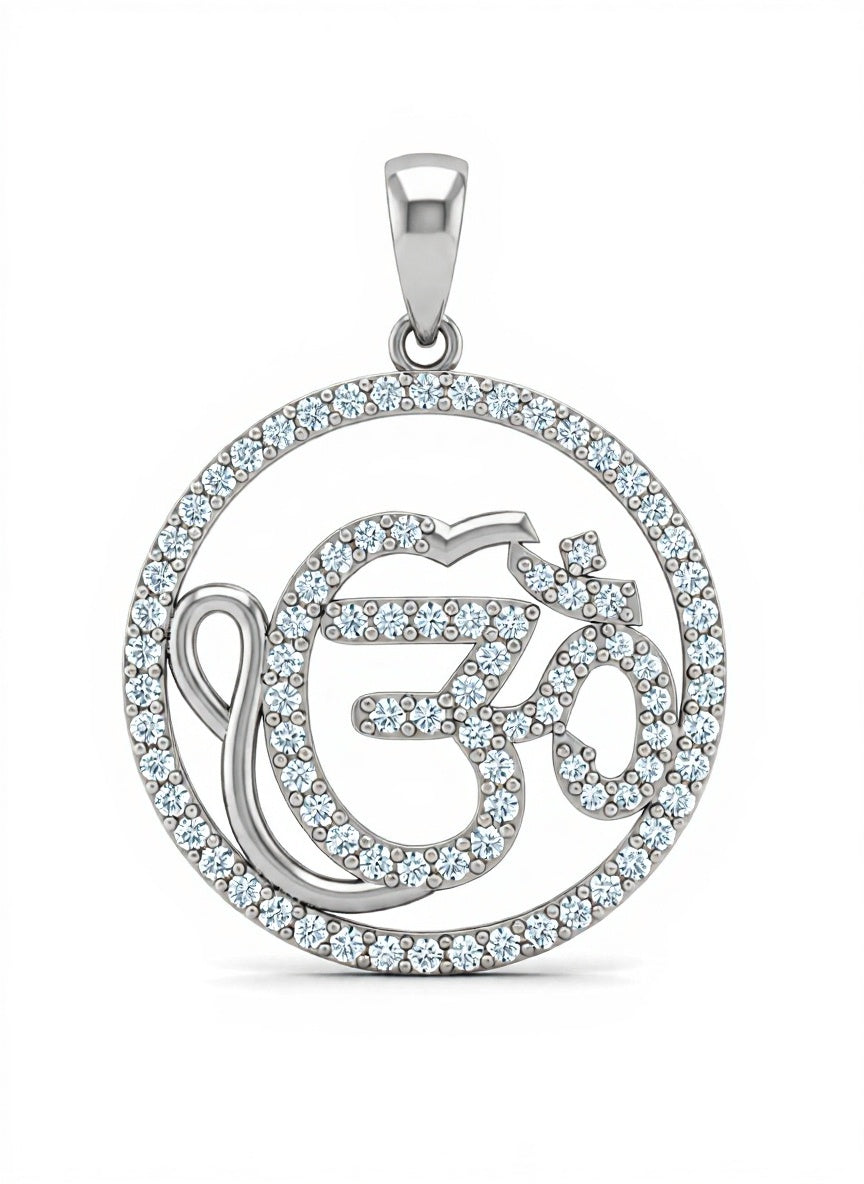 Om IK Onkaar Fusion Pendant in gold with diamonds - Jewelslane