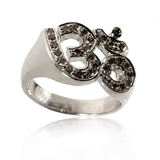 Om Ring In Silver With Diamond - Jewelslane