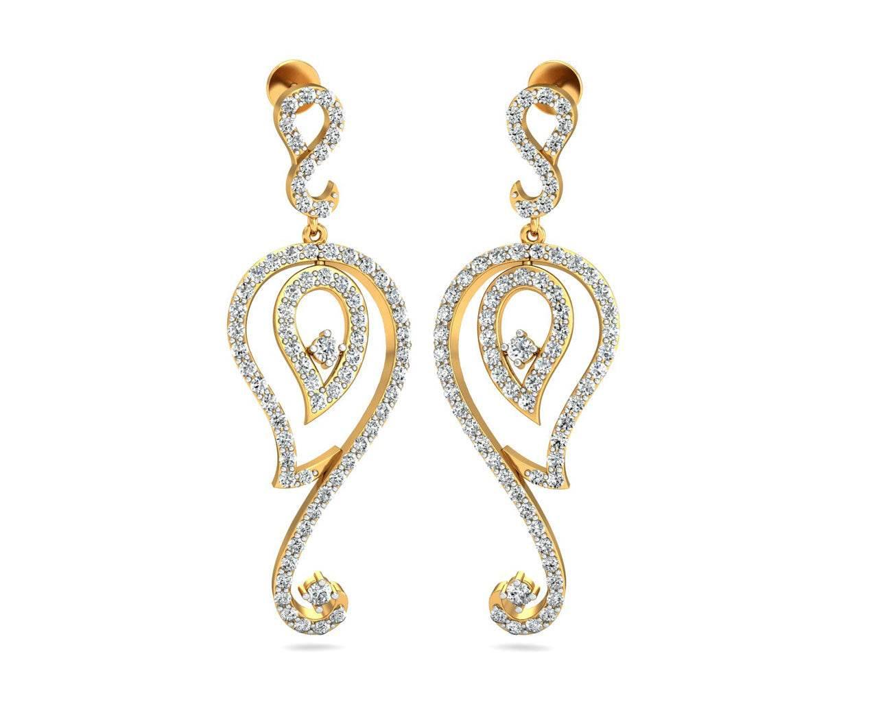 Paisley Diamond Earrings in Gold - Jewelslane