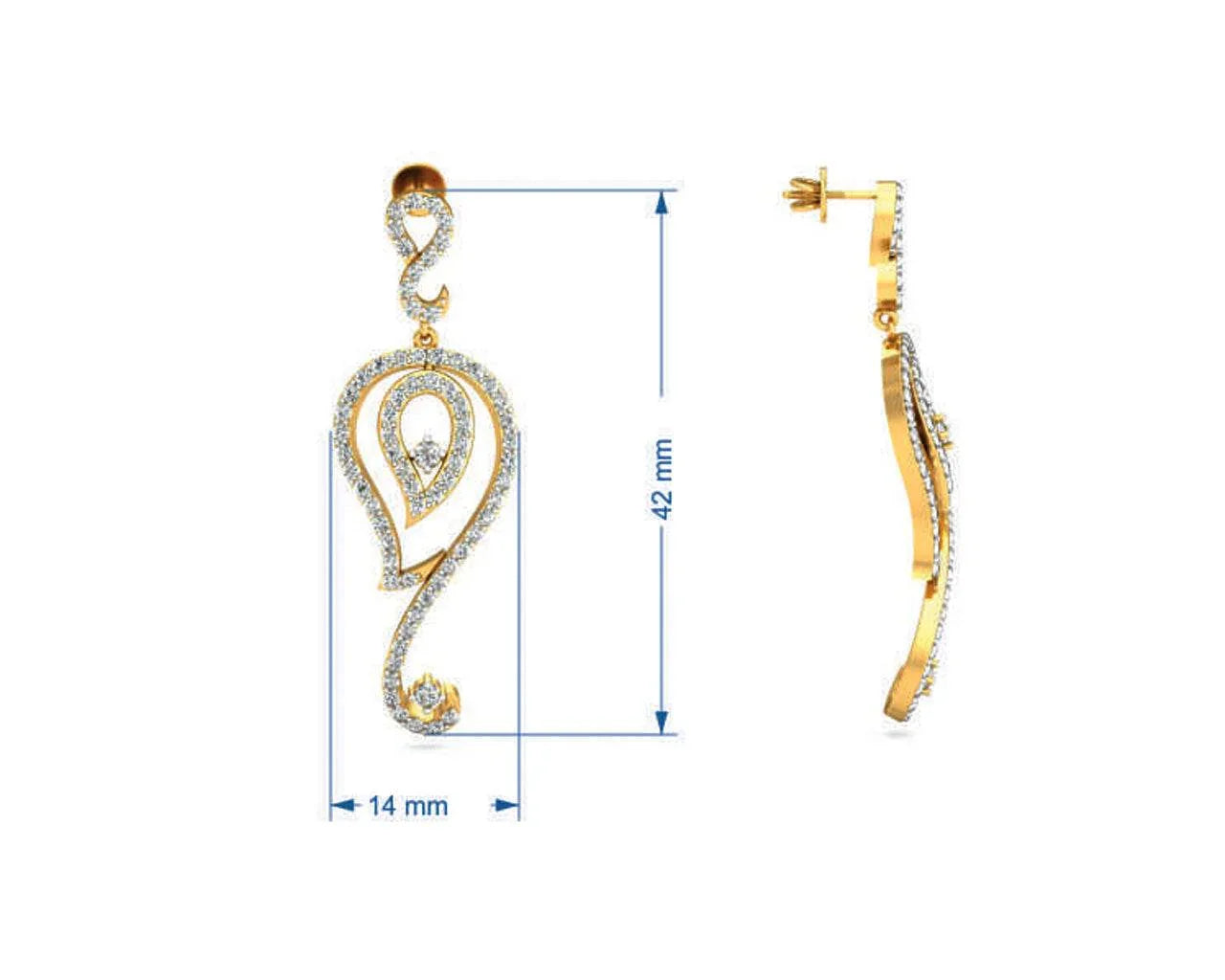 Paisley Diamond Earrings in Gold - Jewelslane