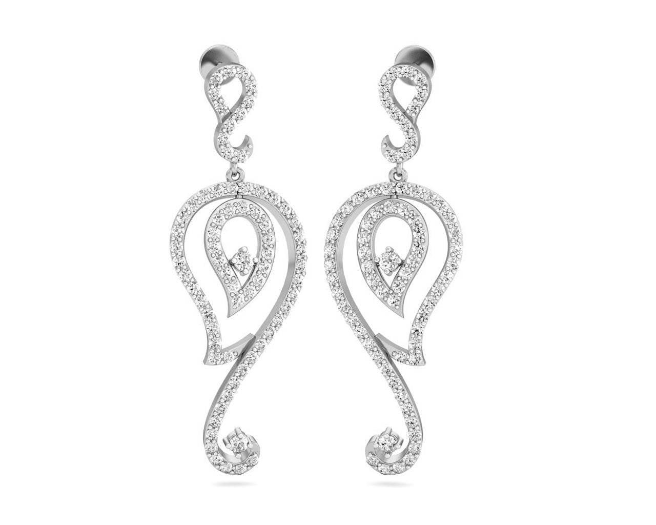 Paisley Diamond Earrings in Gold - Jewelslane