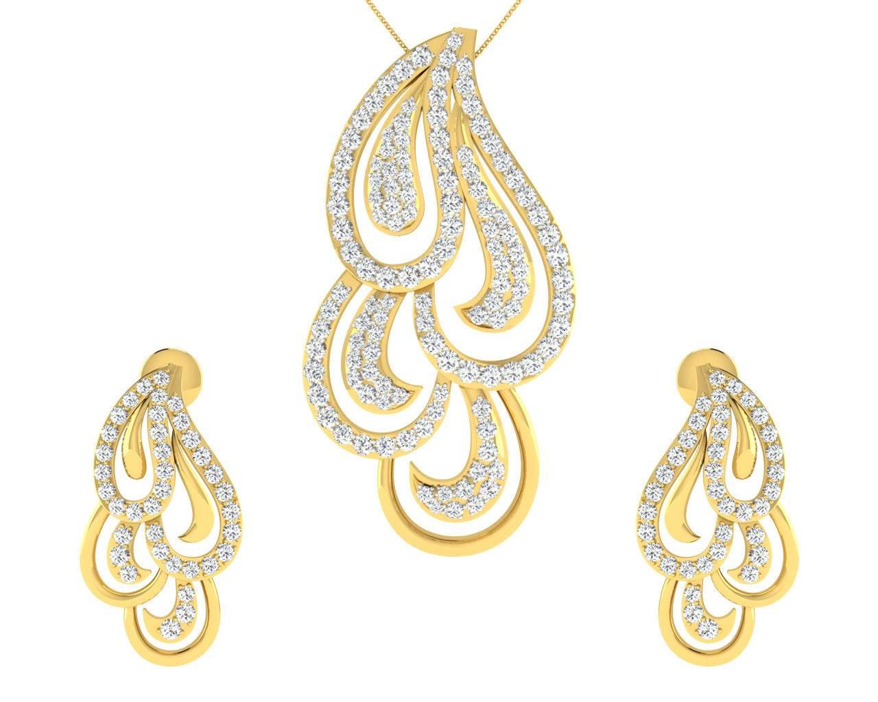 Pamela Diamond Pendant & Earrings Set - Jewelslane