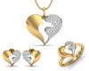 Pana Diamond Heart Pendant Earring & Ring Set - Jewelslane