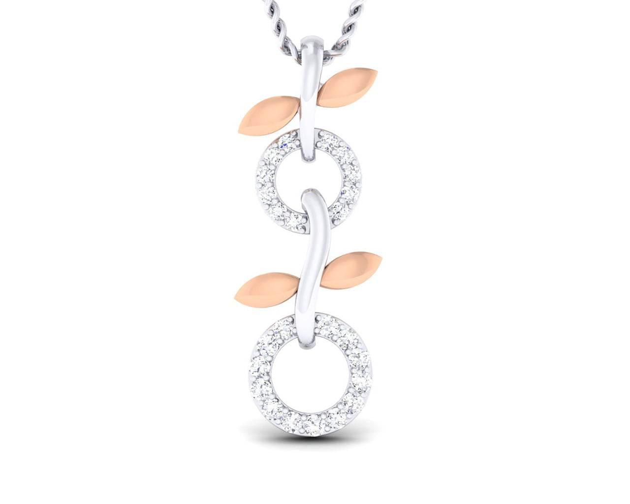Paula Two tone 18k white & rose gold pendant with diamonds - Jewelslane