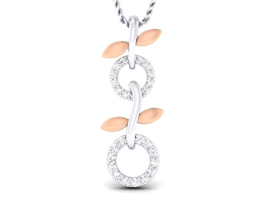 Paula Two tone 18k white & rose gold pendant with diamonds - Jewelslane