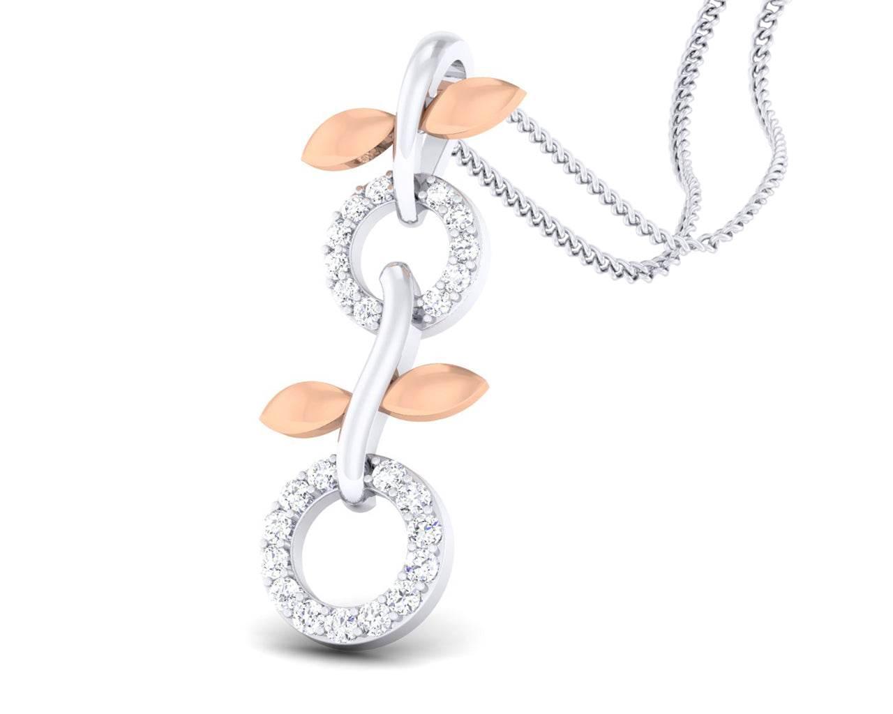 Paula Two tone 18k white & rose gold pendant with diamonds - Jewelslane