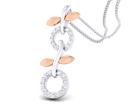 Paula Two tone 18k white & rose gold pendant with diamonds - Jewelslane