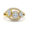 Pear Shape Oval and Round Lab Diamond Solitaire Ring - Jewelslane