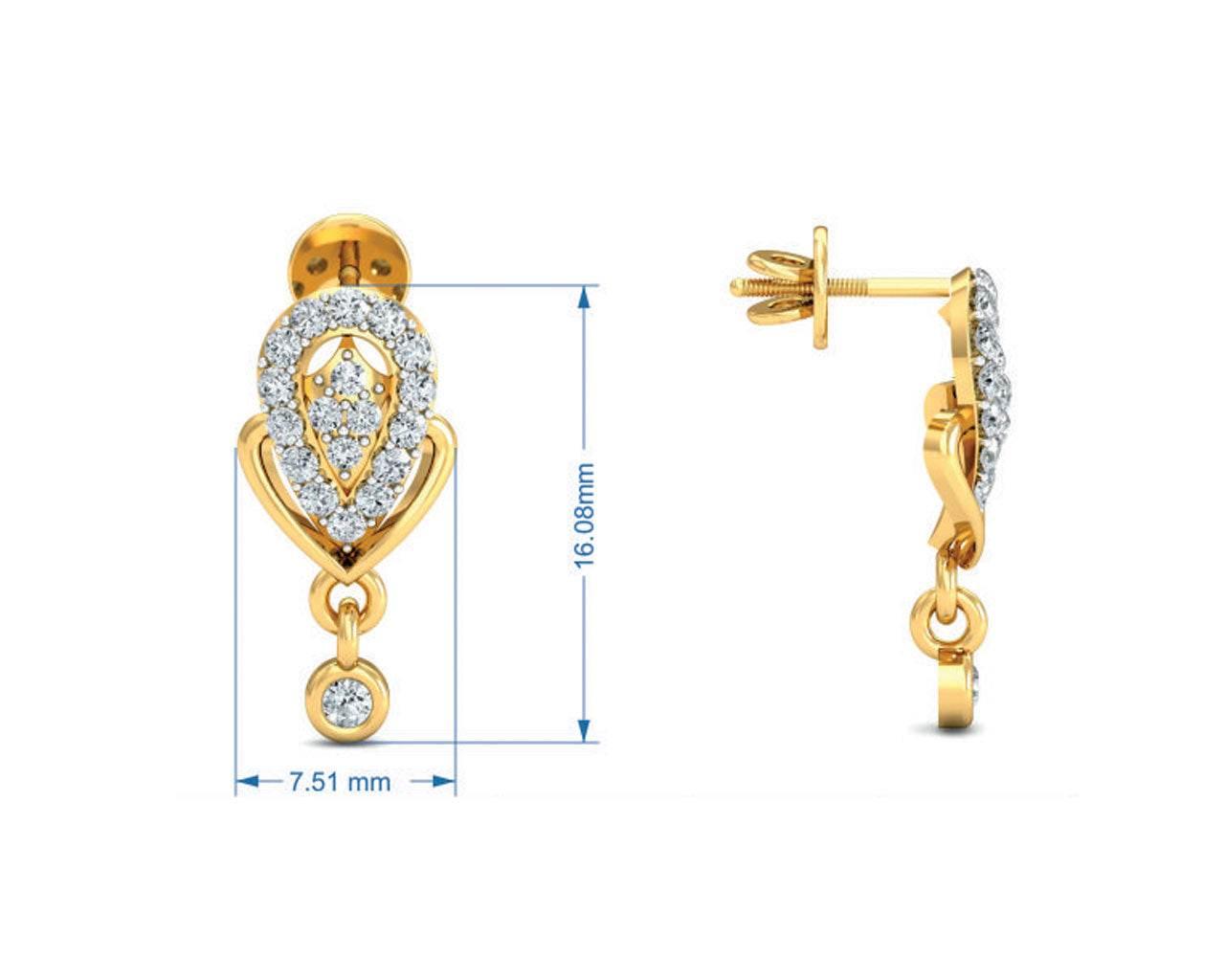 Penne Diamond Earrings in Gold - Jewelslane