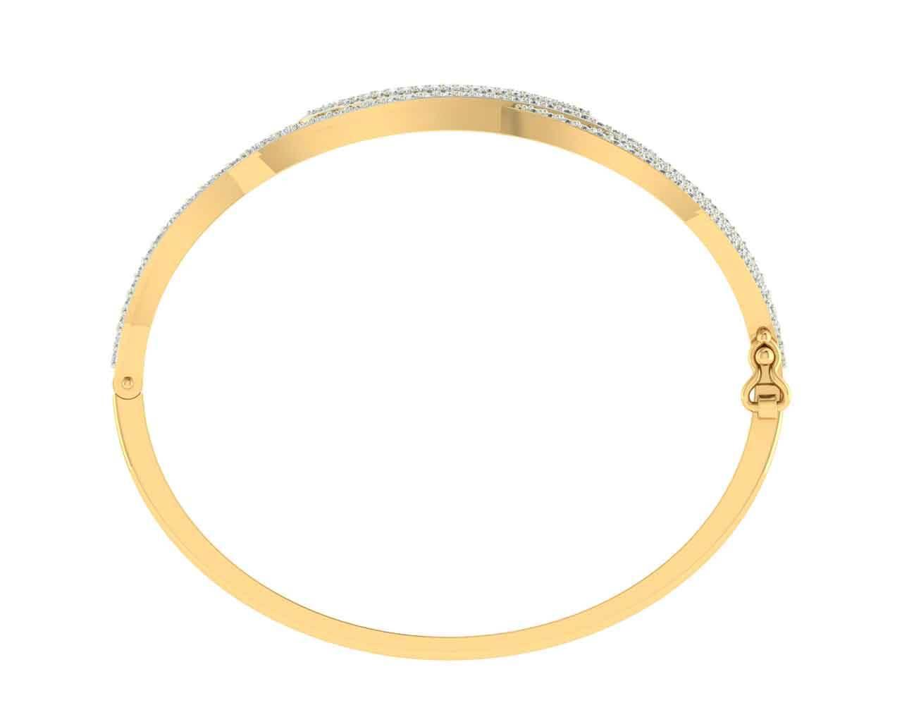 Peri Diamond half Bangle in Gold with grain set natural diamonds - Jewelslane