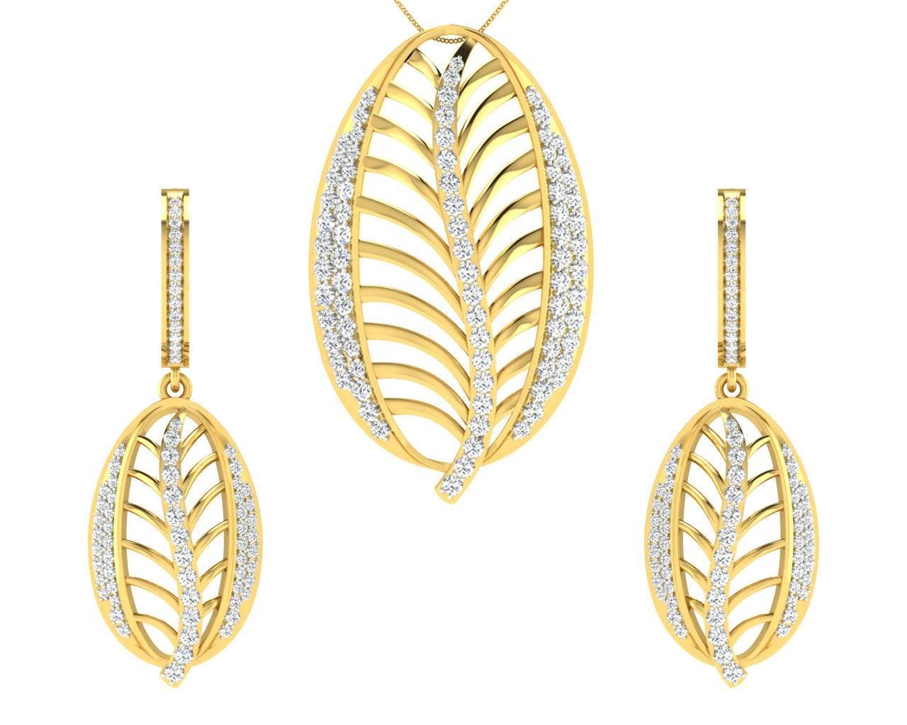 Perry Diamond Earrings & Pendant set in Gold - Jewelslane
