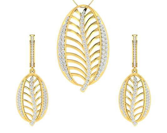 Perry Diamond Earrings & Pendant set in Gold - Jewelslane